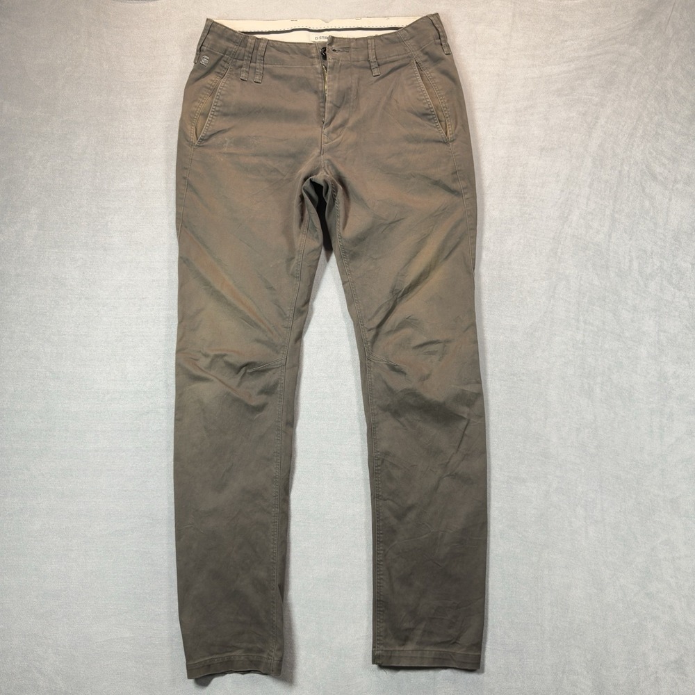 G Star RAW Pants Mens 29x34 Brown Vetar‎ Slim Chino Straight Leg Cotton Flex